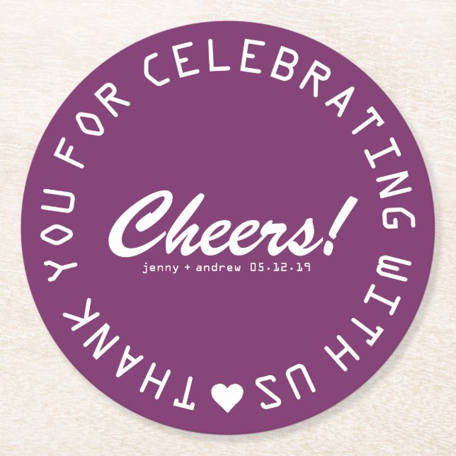 Personalised Wedding Favour Party Coaster Any Colo (Front)