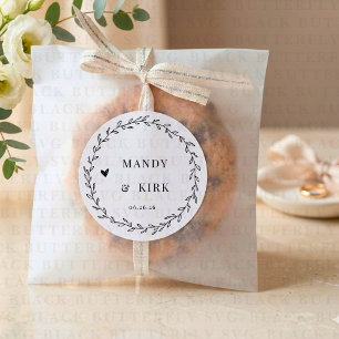 Personalised Wedding Favour Sticker Laurel Wreat
