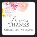 Personalised Wedding Favour Stickers Floral<br><div class="desc">These personalised wedding favour stickers feature flowers in shades of pink, peach, orange and lavender. Use the template fields to add your custom text. A botanical choice for bridal shower and wedding favours. To see more floral garden wedding supplies like this visit www.zazzle.com/dotellabelle Unique watercolor art and design by Victoria...</div>