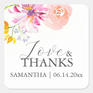 Personalised Wedding Favour Stickers Floral