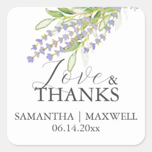 Personalised Wedding Favour Stickers Lavender