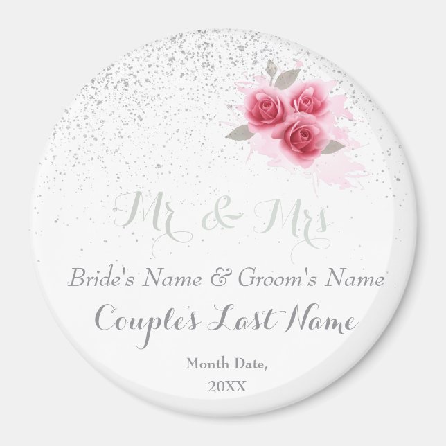 Personalised Wedding Favours Magnets, Mr and Mrs Magnet (Front)