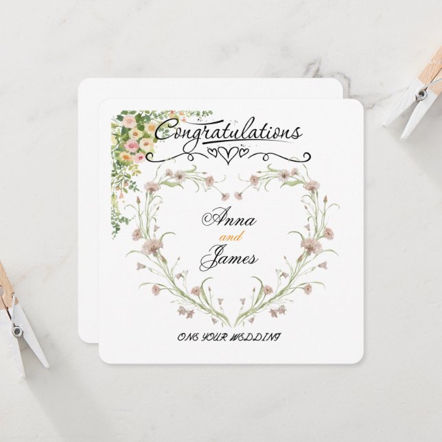 Personalised Wedding Floral Card | Newly Married (Front/Back In Situ)