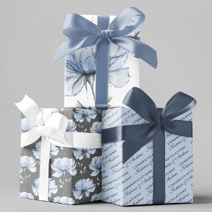 Personalised Wedding Floral Wrapping Paper Sheets