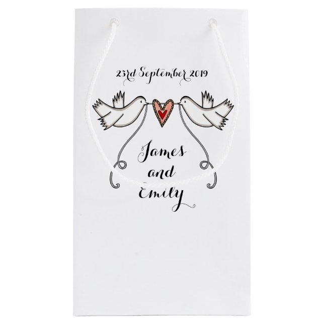 Personalised Wedding Gift Bag White Doves (Back)