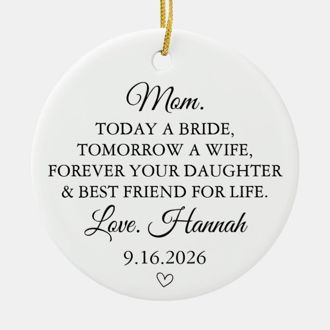 Personalised Wedding Gift for Mum Ceramic Tree Decoration (Front)