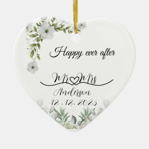 Personalised Wedding Gift happy ever after Ceramic Tree Decoration