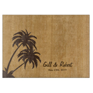 Personalised Wedding Gift Palm Tree Island Design Cutting Board