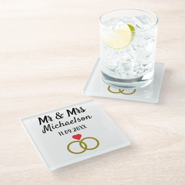 Personalised Wedding Glass Coaster (Angled)