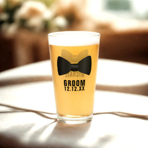 Personalised Wedding Groom Bow Tie Glass Tumbler