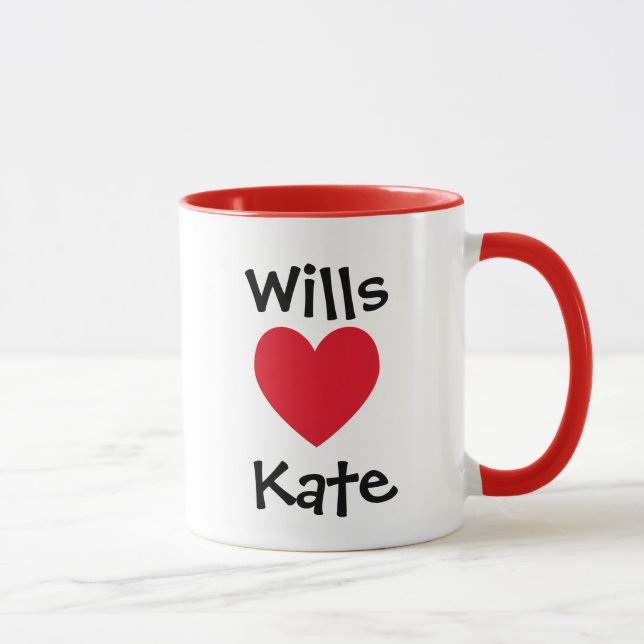 Personalised Wedding Groom Loves Bride Red Heart Mug (Right)