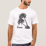 Personalised Wedding Groom's Gift Palm Trees T-Shirt<br><div class="desc">This beautiful simple artsy chic and unique SET OF TWO couple's wedding gift is custom printed with two palm trees on an island design with name and date of your choosing. Personalise it with groom's name or leave it as it is, bestman, groomsman... ... or customise it further if you...</div>
