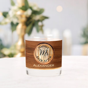 Personalised Wedding Grooms MR. Wood Tone Whiskey Glass
