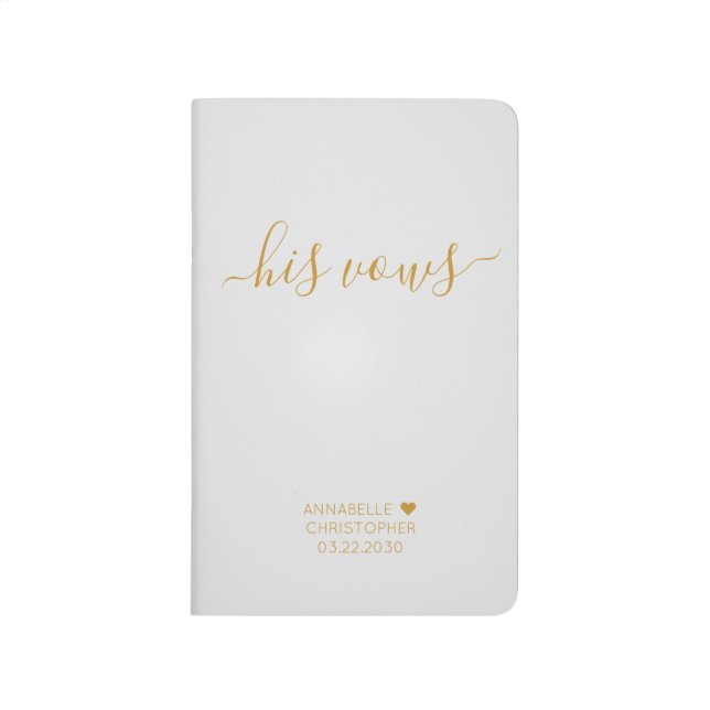 Personalised Wedding His Vows Book Grey Gold Chic (Front)