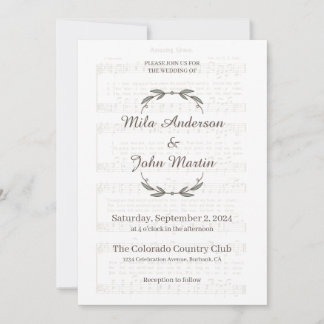 Personalised wedding invitation with musical score