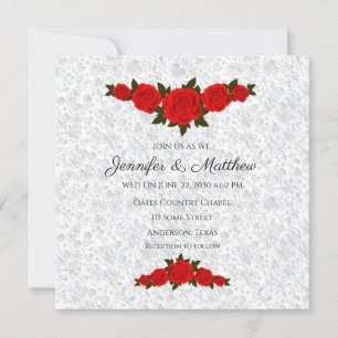 Personalised Wedding Invitations with Red Roses