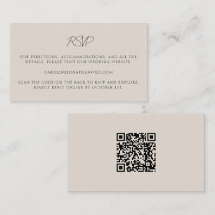 Personalised Wedding Ivory Cream Elegant Script QR Enclosure Card