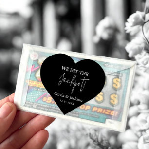 Personalised Wedding Lottery Ticket Couple Name Heart Sticker