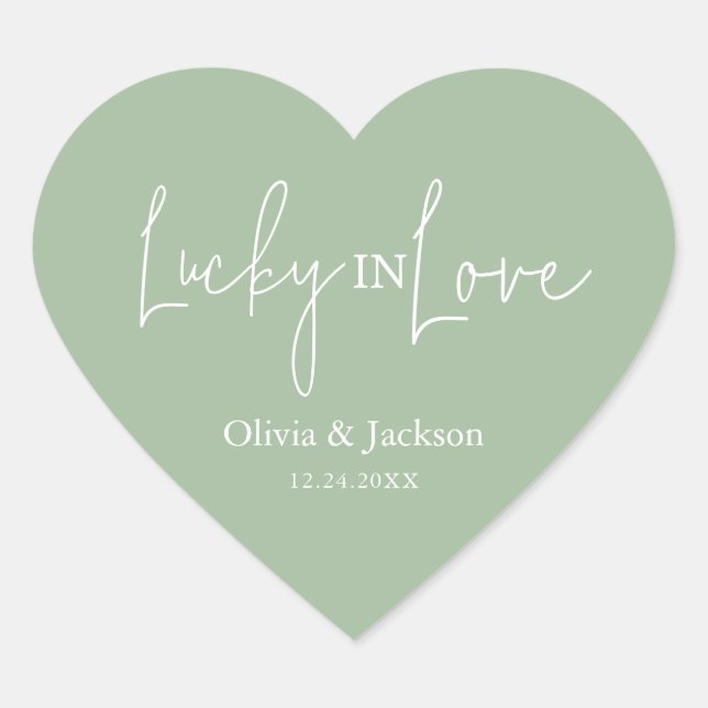 Personalised Wedding Lottery Ticket Couple Name Heart Sticker (Front)
