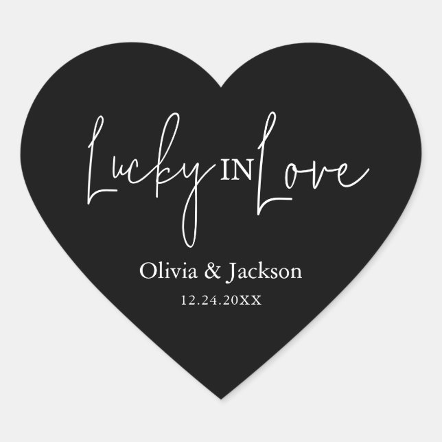 Personalised Wedding Lottery Ticket Couple Name  Heart Sticker (Front)