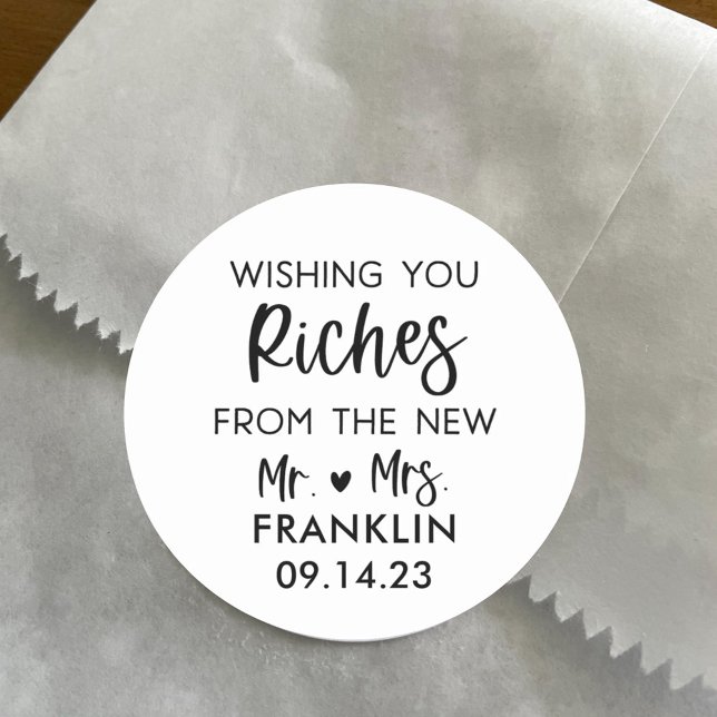 Personalised Wedding Lottery Ticket Favour Classic Round Sticker (Creator Uploaded)