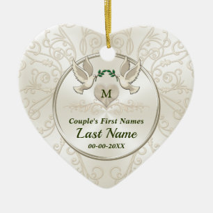 Personalised Wedding, Love Birds Ornament