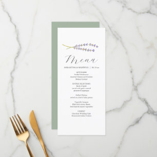 Personalised Wedding Menu Cards Lavender & Sage