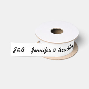 Personalised Wedding Monogram Couple Names Satin Ribbon