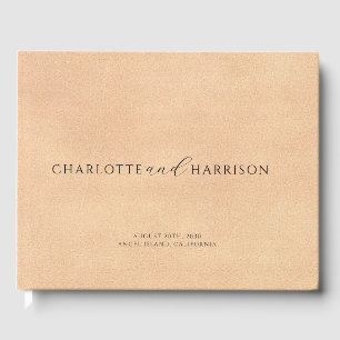 Personalised Wedding Monogram Faux Cream Leather Guest Book