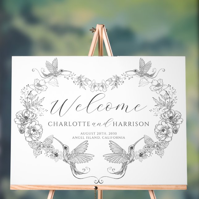 Personalised Wedding Monogram Floral  Acrylic Sign (Neutral)