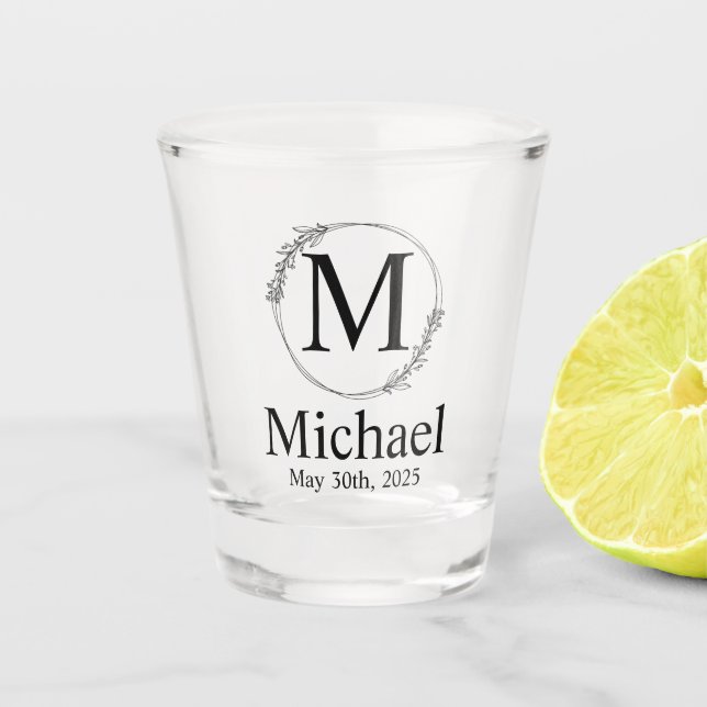 Personalised Wedding Monogram Shot Glass (Front)