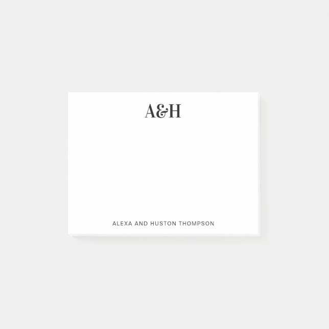 Personalised Wedding Monogram Stationery Elegant Post-it Notes (Front)