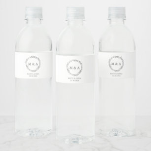 Personalised Wedding Monogram Water Bottle Labels