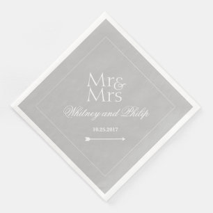 Personalised Wedding Mr Mrs Silver Napkin