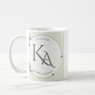 Personalised Wedding Mug KA Initials & Date