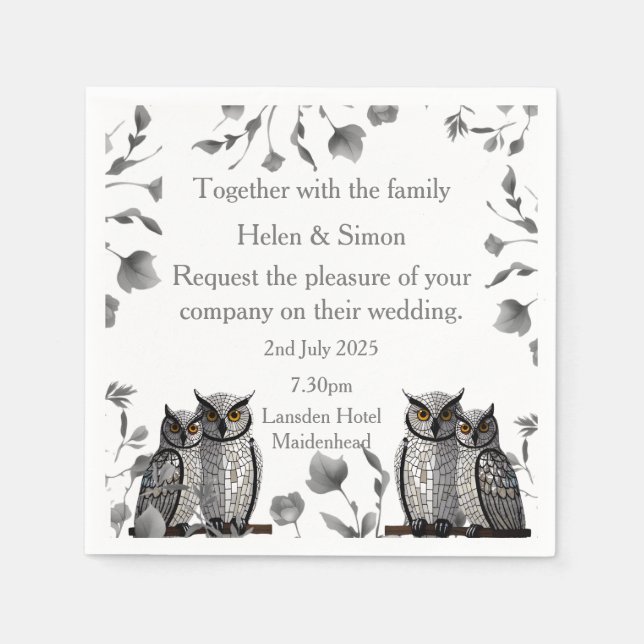 Personalised Wedding  Napkin (Front)