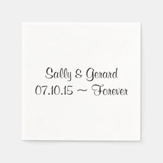 Personalised Wedding Napkin White Back Black Text