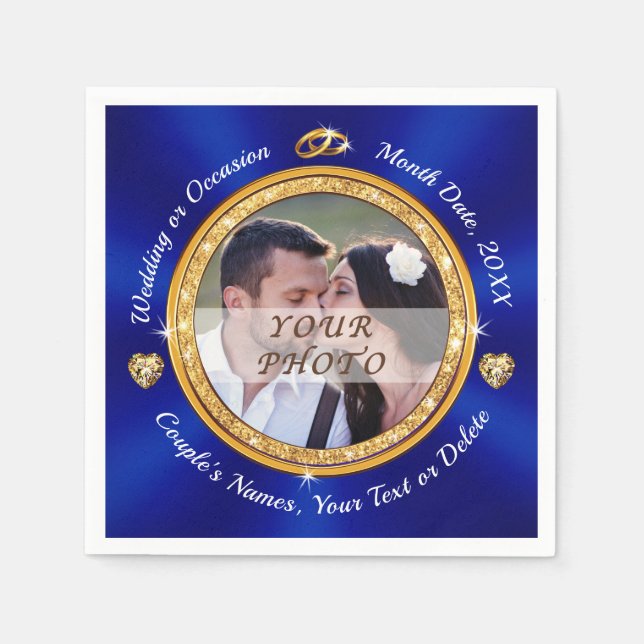 Personalised Wedding Napkins BULK with Your PHOTO (Front)