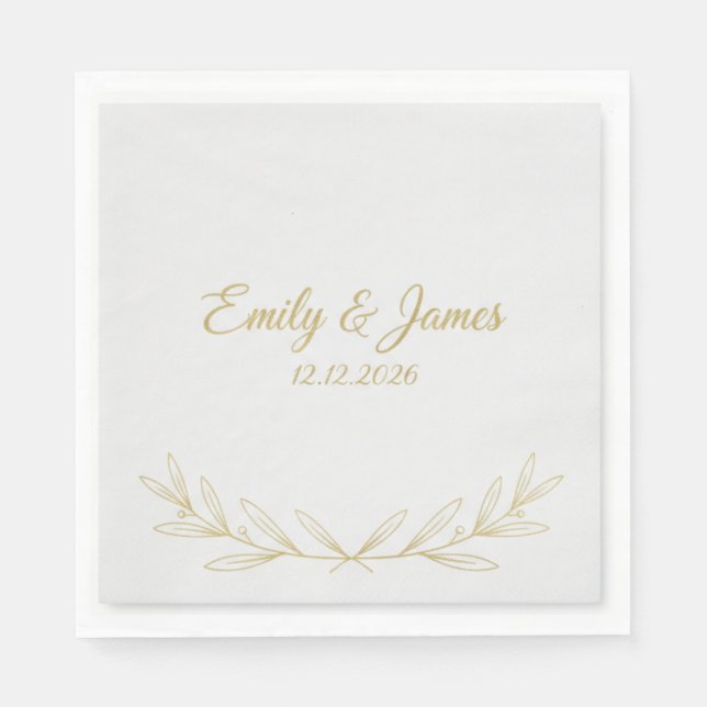 Personalised Wedding Napkins | Custom Foil Stamped (Front)