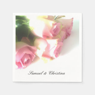 Personalised wedding napkins   elegant roses photo