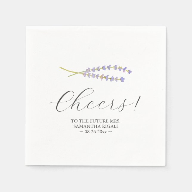 Personalised Wedding Napkins Lavender (Front)