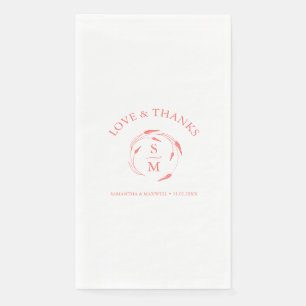 Personalised Wedding Napkins Monogrammed Peach