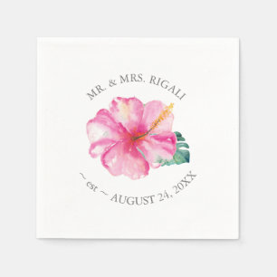 Personalised Wedding Napkins Pink Florals
