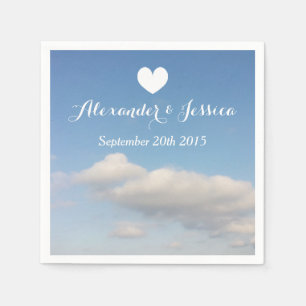 Personalised wedding napkins   white clouds sky