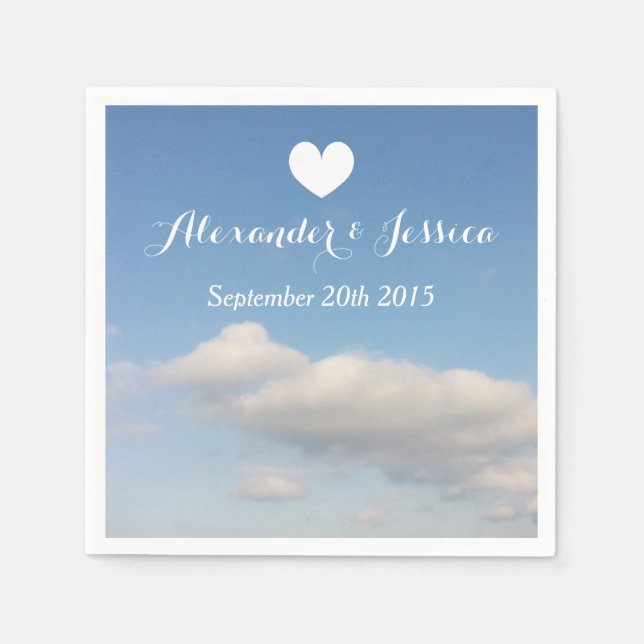 Personalised wedding napkins | white clouds sky (Front)