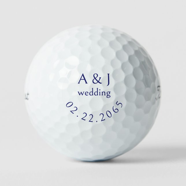 Personalised Wedding Navy Favour Titleist Pro V1 I Golf Balls (Front)
