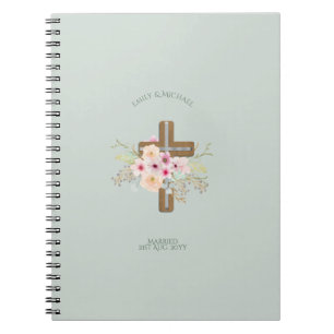 Personalised Wedding or Anniversary Floral Cross Notebook