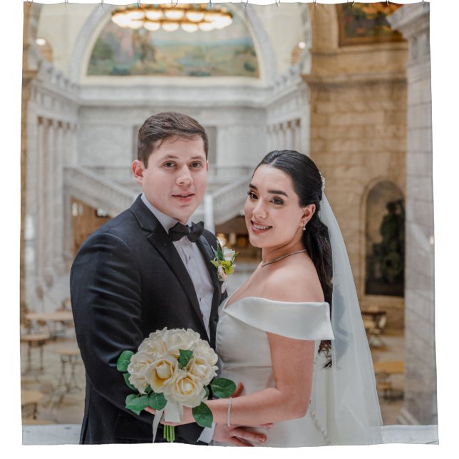 Personalised Wedding or Anniversary Shower Curtain (Front)
