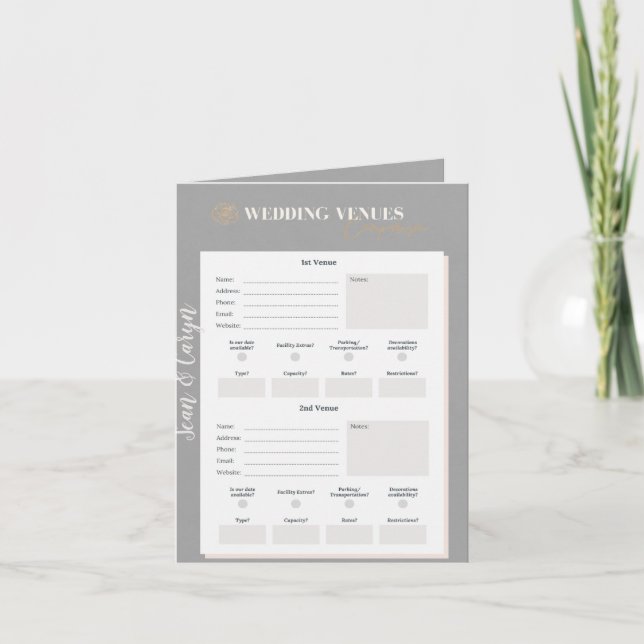 Personalised Wedding Organiser Download or  Card (Front)