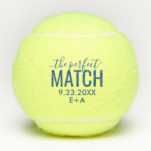 Personalised Wedding Perfect Match Blue Tennis Balls